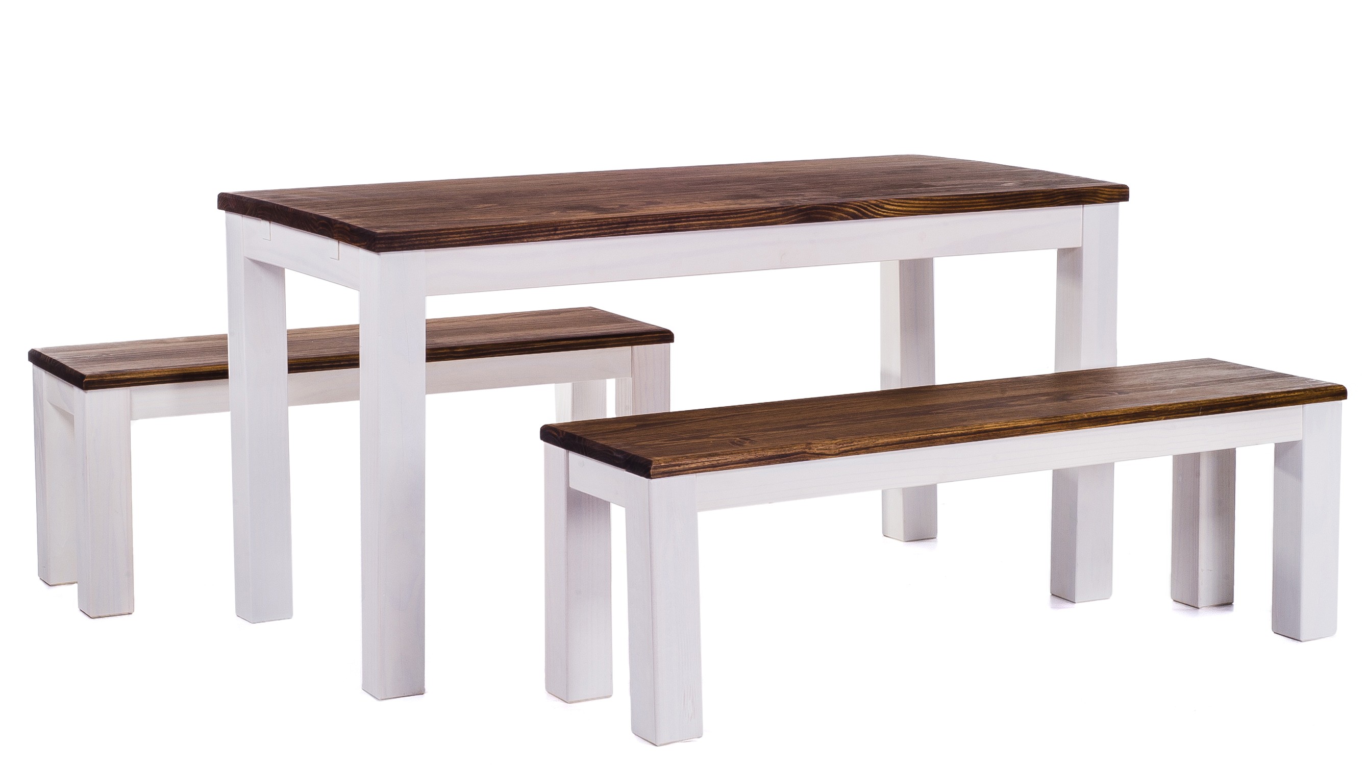Brasilmobel Brasilmobel Esstisch 140x80 2 Banke 140 Eiche Weiss