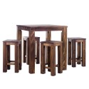 Brasilmöbel Hochtisch Rio Kanto 100x100 + 4 Barhocker Eiche