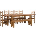 Brasilmöbel Tisch Rio Classico 180x80 + 6 Stühle + Sitzbank + 2x Ansteckplatten