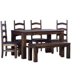 Brasilmöbel Tisch Rio Classico 140x90 + 4 Stühle+Bank Bonito
