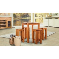 Esstisch 73x73 Rio Classico Honig massiver Pinien Holztisch - vorgerichtet für Ansteckplatten - Tisch ausziehbar