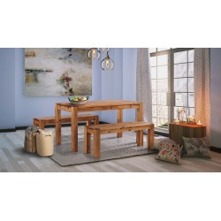 Esstisch 140x140 Rio Classico Honig massiver Pinien Holztisch - Tischplatte mit Sperrholzeinlage