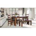 Esstisch 90x73 Rio Classico Eiche antik massiver Pinien Holztisch - vorgerichtet für Ansteckplatten - Tisch ausziehbar