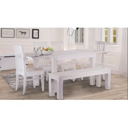 Esstisch 73x73 Rio Classico Pinie Weiss massiver Pinien Holztisch - vorgerichtet für Ansteckplatten - Tisch ausziehbar