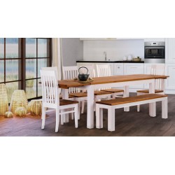 Esstisch 80x80 Rio Classico Pinie Weiss massiver Pinien Holztisch - vorgerichtet für Ansteckplatten - Tisch ausziehbar