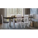 Esstisch 150x73 Rio Classico Pinie Weiss massiver Pinien Holztisch - vorgerichtet für Ansteckplatten - Tisch ausziehbar