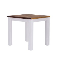 Esstisch 73x73 Rio Classico Brasil Weiss massiver Pinien Holztisch - vorgerichtet für Ansteckplatten - Tisch ausziehbar