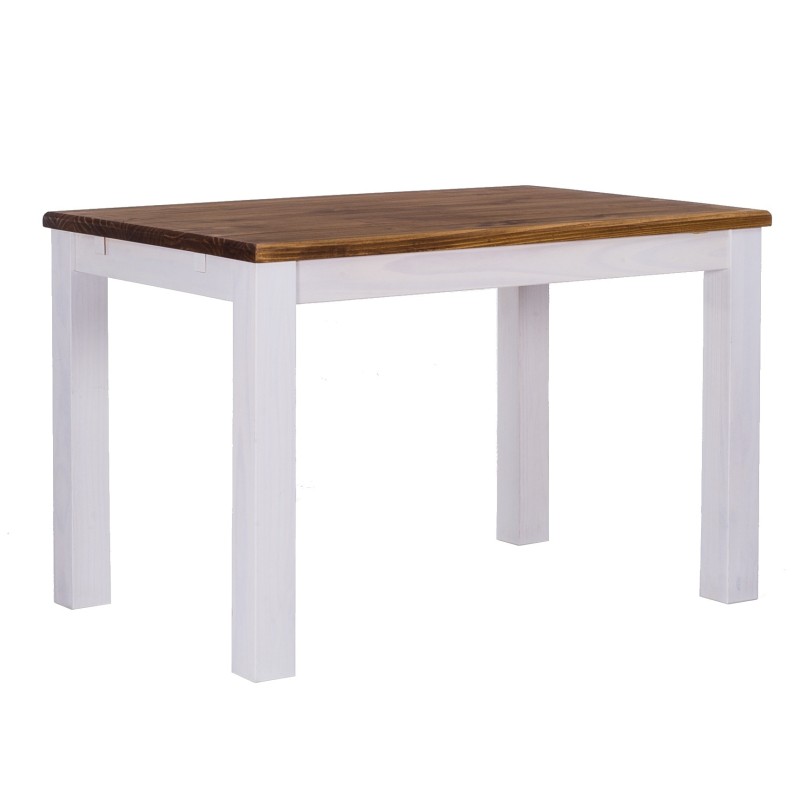 Esstisch 90x73 Rio Classico Brasil Weiss massiver Pinien Holztisch - vorgerichtet für Ansteckplatten - Tisch ausziehbar