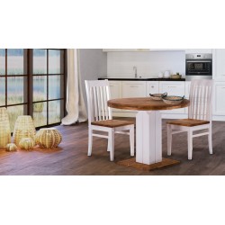 Esstisch 90x73 Rio Classico Brasil Weiss massiver Pinien Holztisch - vorgerichtet für Ansteckplatten - Tisch ausziehbar