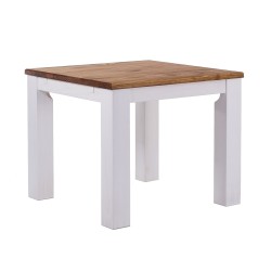 Esstisch 90x90 Rio Classico Brasil Weiss massiver Pinien Holztisch - vorgerichtet für Ansteckplatten - Tisch ausziehbar