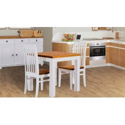 Esstisch 140x140 Rio Classico Brasil Weiss massiver Pinien Holztisch - Tischplatte mit Sperrholzeinlage