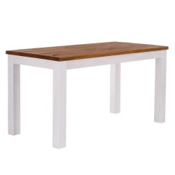 Esstisch 130x80 Rio Classico Brasil Weiss massiver Pinien Holztisch - vorgerichtet für Ansteckplatten - Tisch ausziehbar