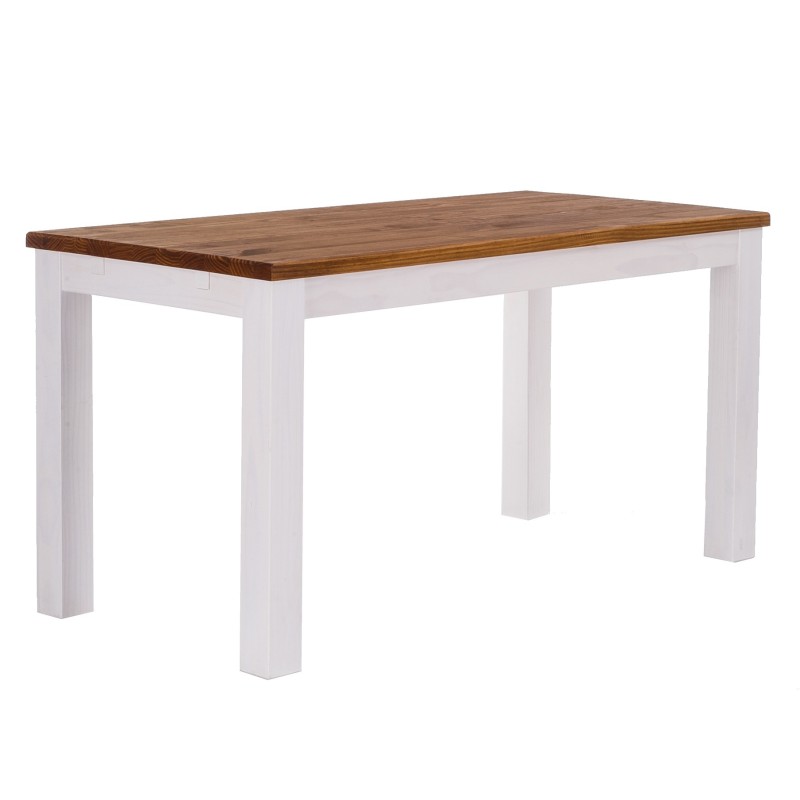 Esstisch 140x80 Rio Classico Brasil Weiss massiver Pinien Holztisch - vorgerichtet für Ansteckplatten - Tisch ausziehbar