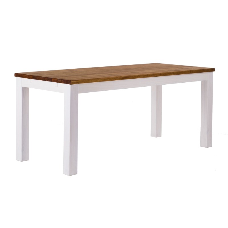 Esstisch 150x73 Rio Classico Brasil Weiss massiver Pinien Holztisch - vorgerichtet für Ansteckplatten - Tisch ausziehbar