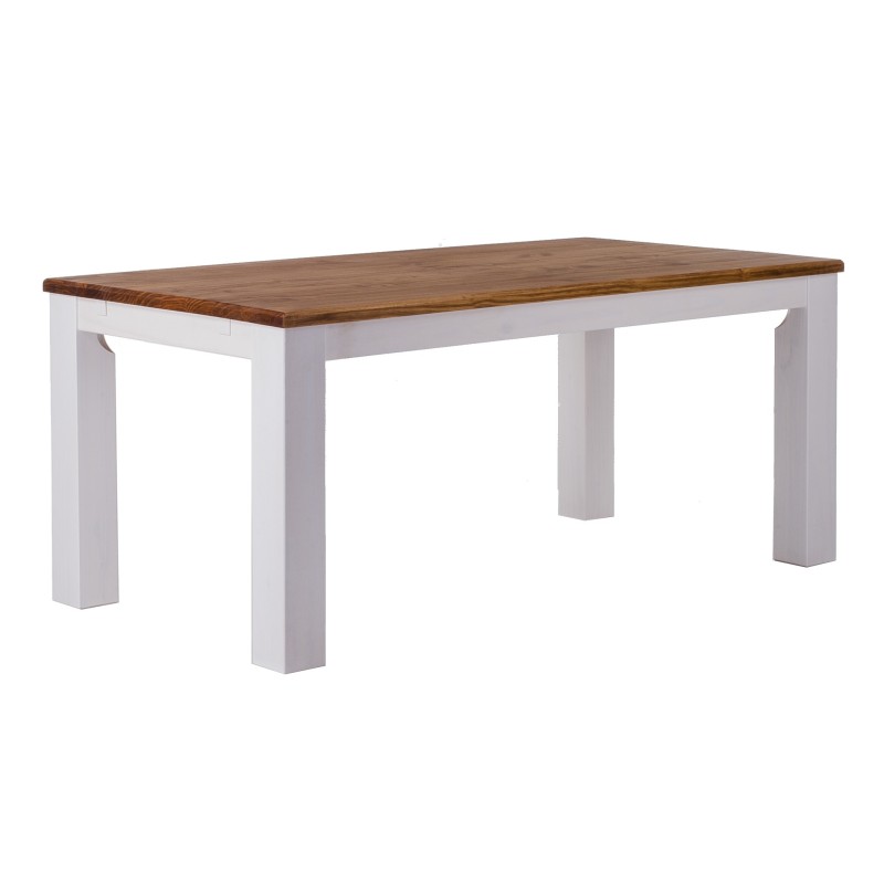 Esstisch 160x90 Rio Classico Brasil Weiss massiver Pinien Holztisch - vorgerichtet für Ansteckplatten - Tisch ausziehbar