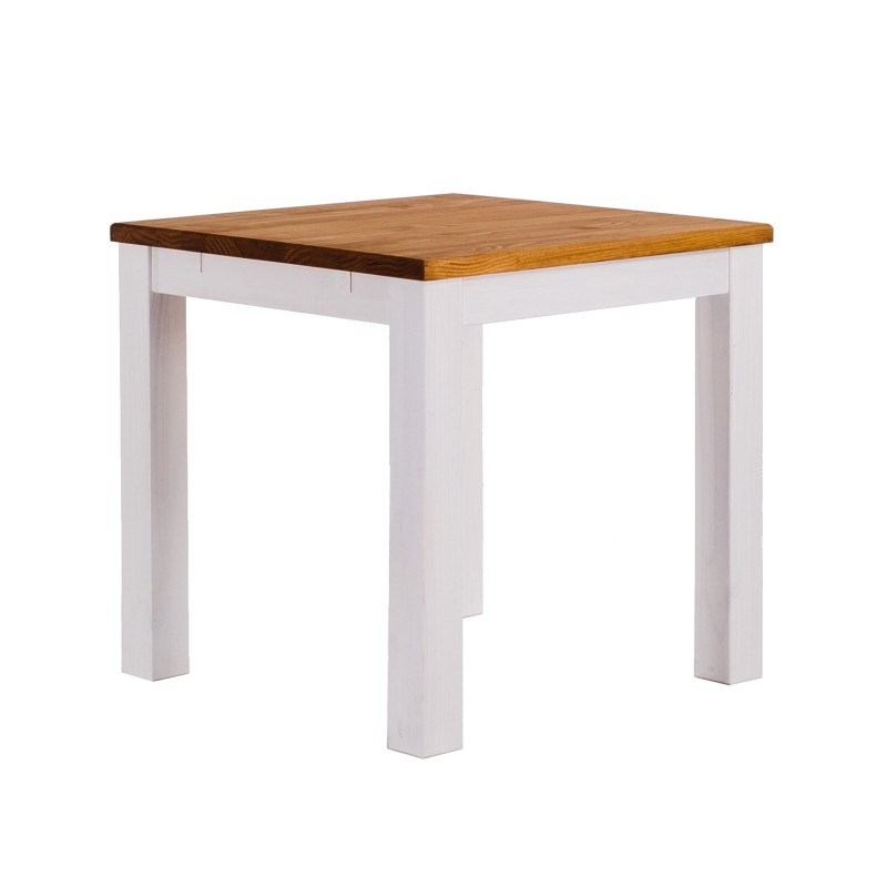 Esstisch 80x80 Rio Classico Honig Weiss massiver Pinien Holztisch - vorgerichtet für Ansteckplatten - Tisch ausziehbar