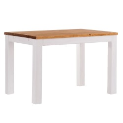 Esstisch 100x73 Rio Classico Honig Weiss massiver Pinien Holztisch - vorgerichtet für Ansteckplatten - Tisch ausziehbar