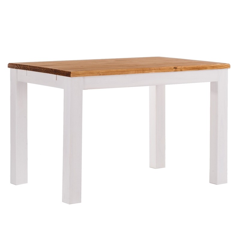 Esstisch 100x73 Rio Classico Honig Weiss massiver Pinien Holztisch - vorgerichtet für Ansteckplatten - Tisch ausziehbar