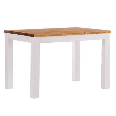 Esstisch 120x80 Rio Classico Honig Weiss massiver Pinien Holztisch - vorgerichtet für Ansteckplatten - Tisch ausziehbar