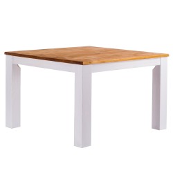 Esstisch 120x120 Rio Classico Honig Weiss massiver Pinien Holztisch - vorgerichtet für Ansteckplatten - Tisch ausziehbar