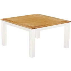 Esstisch 140x140 Rio Classico Honig Weiss massiver Pinien Holztisch - Tischplatte mit Sperrholzeinlage
