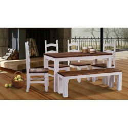 Esstisch 140x140 Rio Classico Honig Weiss massiver Pinien Holztisch - Tischplatte mit Sperrholzeinlage
