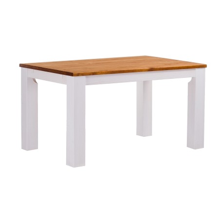 Esstisch 140x90 Rio Classico Honig Weiss massiver Pinien Holztisch - vorgerichtet für Ansteckplatten - Tisch ausziehbar