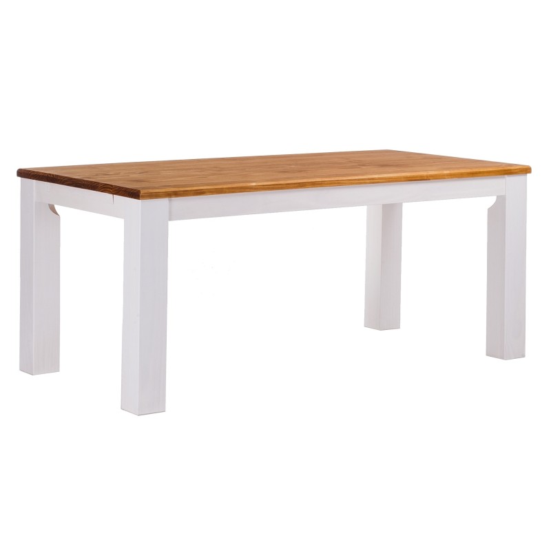 Esstisch 160x90 Rio Classico Honig Weiss massiver Pinien Holztisch - vorgerichtet für Ansteckplatten - Tisch ausziehbar