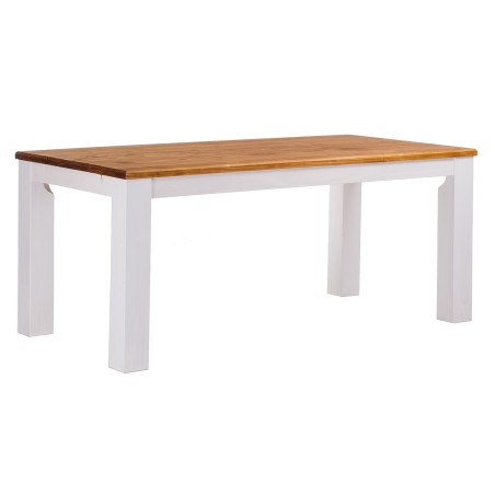 Esstisch 180x90 Rio Classico Honig Weiss massiver Pinien Holztisch - vorgerichtet für Ansteckplatten - Tisch ausziehbar