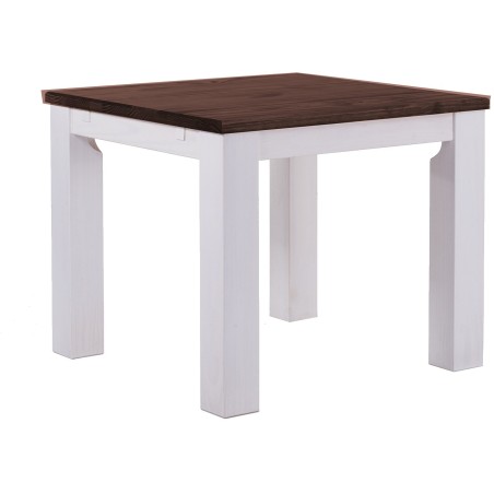 Esstisch 100x100 Rio Classico Eiche Weiss massiver Pinien Holztisch - vorgerichtet für Ansteckplatten - Tisch ausziehbar