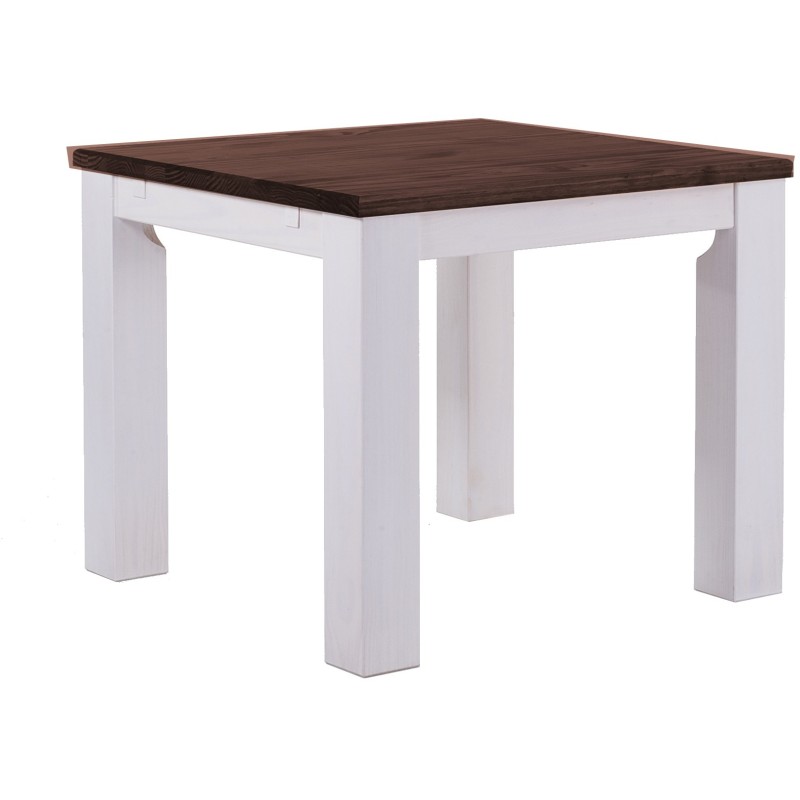 Esstisch 120x120 Rio Classico Eiche Weiss massiver Pinien Holztisch - vorgerichtet für Ansteckplatten - Tisch ausziehbar