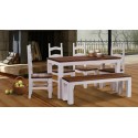 Esstisch 120x120 Rio Classico Eiche Weiss massiver Pinien Holztisch - vorgerichtet für Ansteckplatten - Tisch ausziehbar