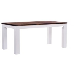 Esstisch 160x90 Rio Classico Eiche Weiss massiver Pinien Holztisch - vorgerichtet für Ansteckplatten - Tisch ausziehbar