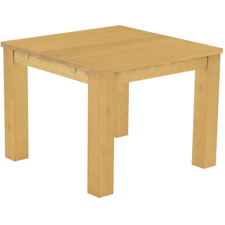 Esstisch 100x100 Rio Classico Eiche hell massiver Pinien Holztisch - vorgerichtet für Ansteckplatten - Tisch ausziehbar