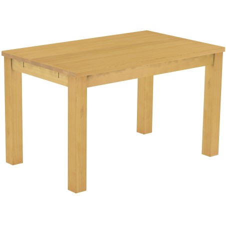 Esstisch 130x80 Rio Classico Eiche hell massiver Pinien Holztisch - vorgerichtet für Ansteckplatten - Tisch ausziehbar