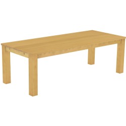 Esstisch 240x100 Rio Classico Eiche hell massiver Pinien Holztisch - vorgerichtet für Ansteckplatten - Tisch ausziehbar