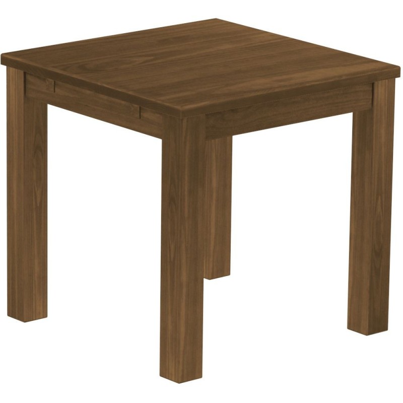 Esstisch 80x80 Rio Classico Nussbaum massiver Pinien Holztisch - vorgerichtet für Ansteckplatten - Tisch ausziehbar