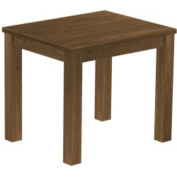 Esstisch 90x73 Rio Classico Nussbaum massiver Pinien Holztisch - vorgerichtet für Ansteckplatten - Tisch ausziehbar