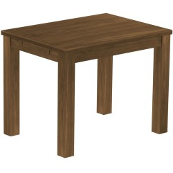 Esstisch 100x73 Rio Classico Nussbaum massiver Pinien Holztisch - vorgerichtet für Ansteckplatten - Tisch ausziehbar