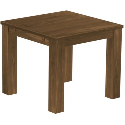 Esstisch 90x90 Rio Classico Nussbaum massiver Pinien Holztisch - vorgerichtet für Ansteckplatten - Tisch ausziehbar