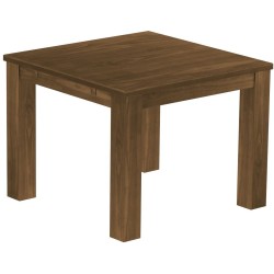 Esstisch 100x100 Rio Classico Nussbaum massiver Pinien Holztisch - vorgerichtet für Ansteckplatten - Tisch ausziehbar