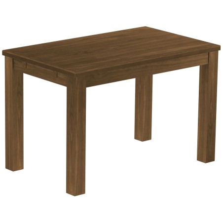 Esstisch 120x73 Rio Classico Nussbaum massiver Pinien Holztisch - vorgerichtet für Ansteckplatten - Tisch ausziehbar