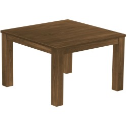 Esstisch 120x120 Rio Classico Nussbaum massiver Pinien Holztisch - vorgerichtet für Ansteckplatten - Tisch ausziehbar