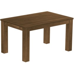 Esstisch 140x90 Rio Classico Nussbaum massiver Pinien Holztisch - vorgerichtet für Ansteckplatten - Tisch ausziehbar