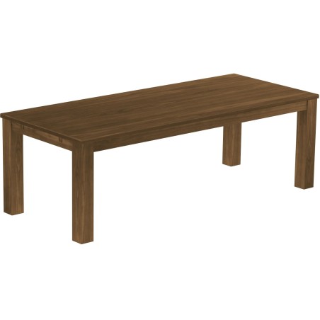 Esstisch 240x100 Rio Classico Nussbaum massiver Pinien Holztisch - vorgerichtet für Ansteckplatten - Tisch ausziehbar