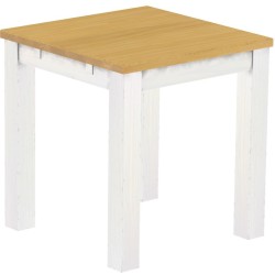 Esstisch 73x73 Rio Classico Eiche hell Weiss massiver Pinien Holztisch - vorgerichtet für Ansteckplatten - Tisch ausziehbar