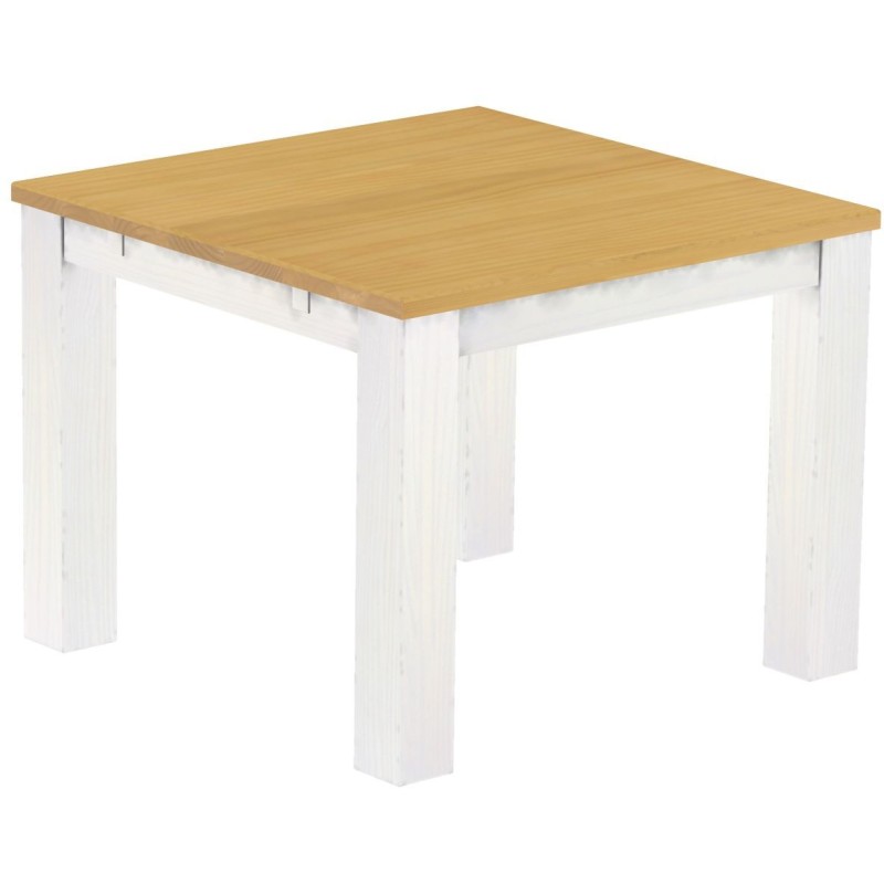Esstisch 100x100 Rio Classico Eiche hell Weiss massiver Pinien Holztisch - vorgerichtet für Ansteckplatten - Tisch ausziehbar