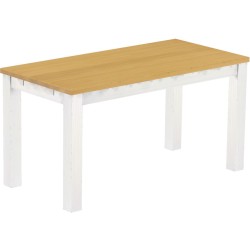 Esstisch 150x73 Rio Classico Eiche hell Weiss massiver Pinien Holztisch - vorgerichtet für Ansteckplatten - Tisch ausziehbar
