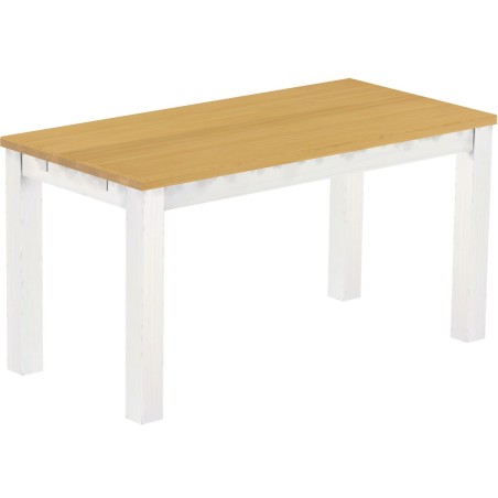 Esstisch 150x73 Rio Classico Eiche hell Weiss massiver Pinien Holztisch - vorgerichtet für Ansteckplatten - Tisch ausziehbar