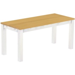 Esstisch 170x73 Rio Classico Eiche hell Weiss massiver Pinien Holztisch - vorgerichtet für Ansteckplatten - Tisch ausziehbar